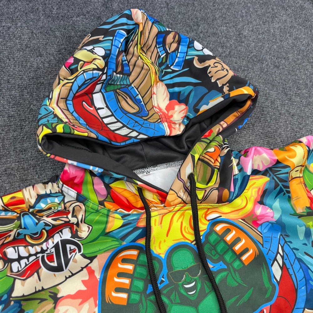 Juggernaut Summer Slam Tiki Graphic Multicolor Pullover Hoodie